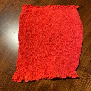 Orange ruched tube top